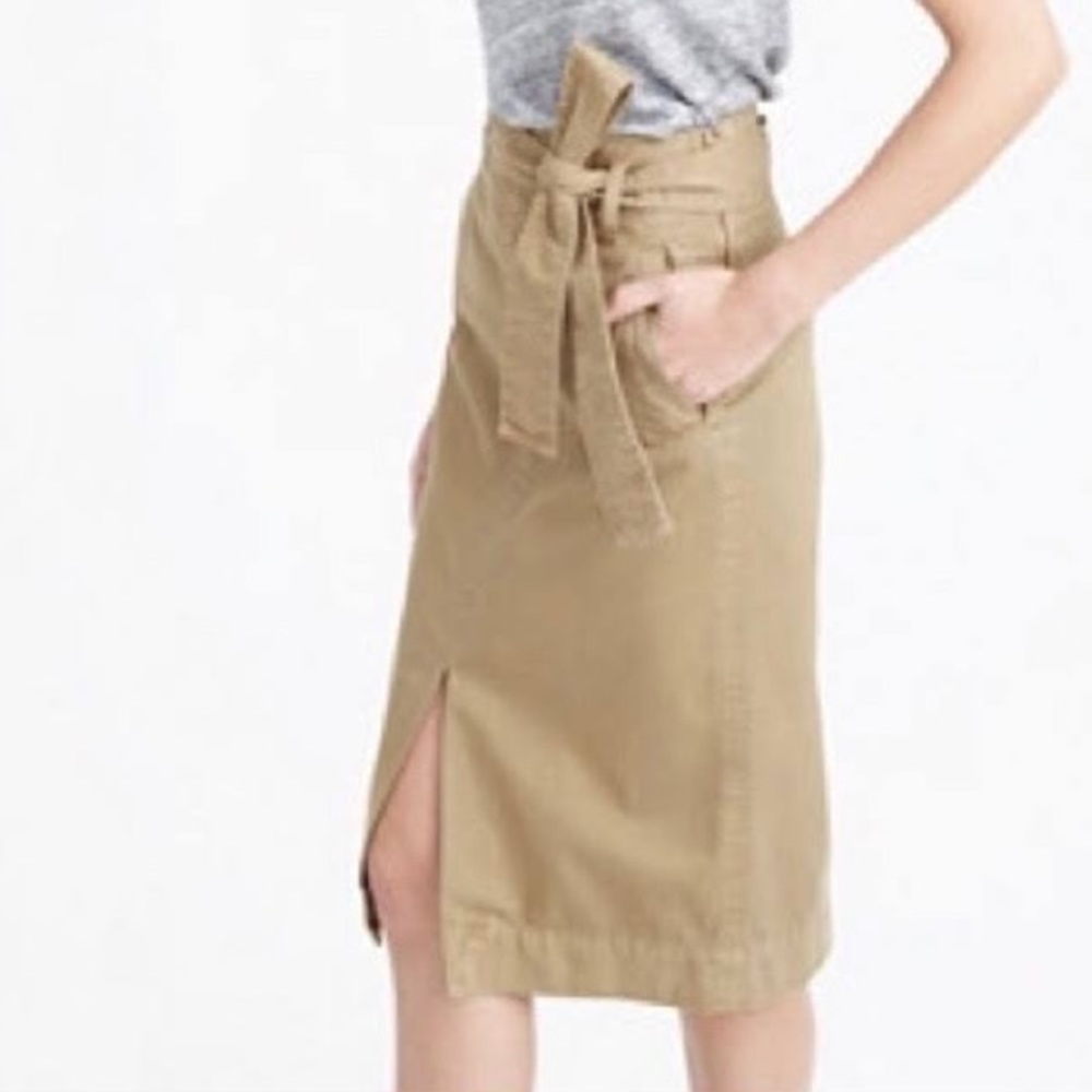 NWT Button-up chino skirt with removable belt by j crew